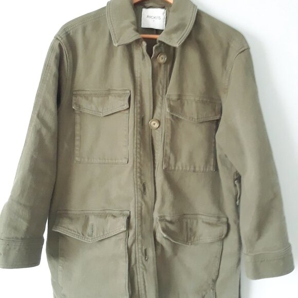Ricki's Army Green Cotton Denim Utility Jacket - Picture 3 of 8